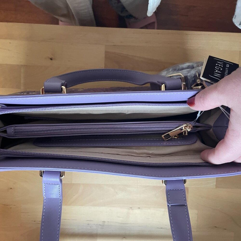 Purple floral purse - vegan leather - Picture 3 of 8